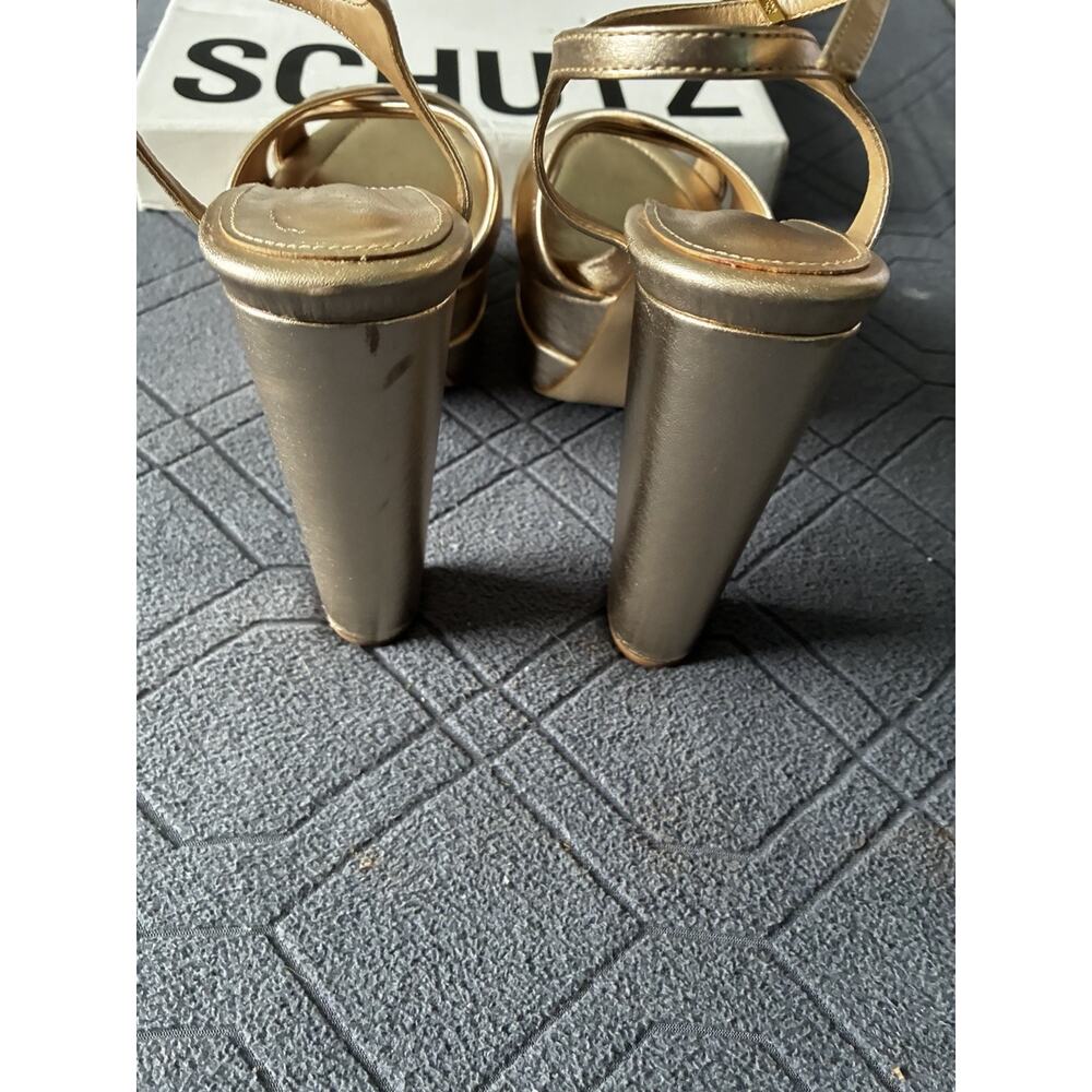 Schultz Keefa High Gold Metallic Heel Size 8 - Picture 7 of 10